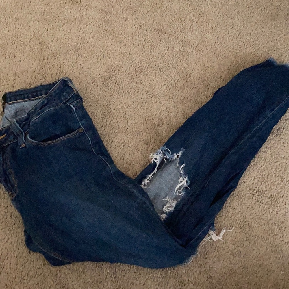 Distressed mom jeans